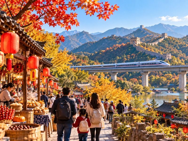 Travel and cultural activities during China National Day Families traveling and enjoying cultural activities during China National Day holiday